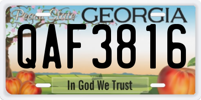 GA license plate QAF3816