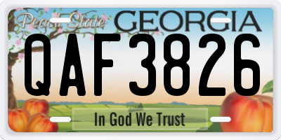 GA license plate QAF3826