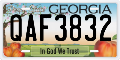 GA license plate QAF3832