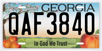 GA license plate QAF3840