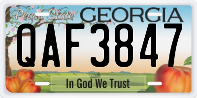 GA license plate QAF3847