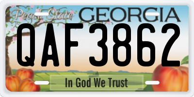 GA license plate QAF3862