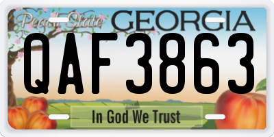 GA license plate QAF3863