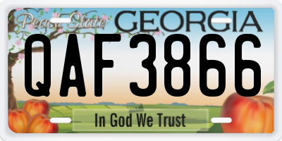 GA license plate QAF3866