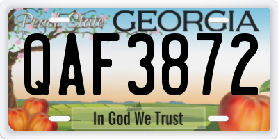GA license plate QAF3872