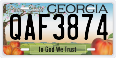GA license plate QAF3874