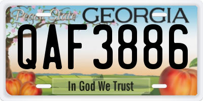 GA license plate QAF3886
