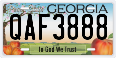 GA license plate QAF3888