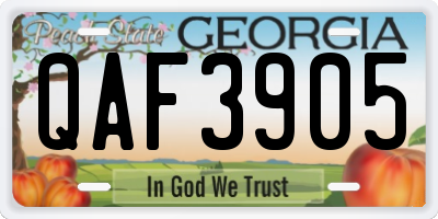 GA license plate QAF3905