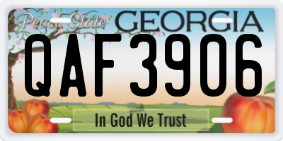 GA license plate QAF3906