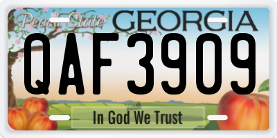 GA license plate QAF3909