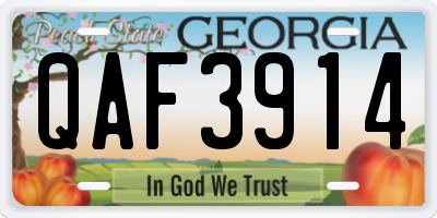 GA license plate QAF3914
