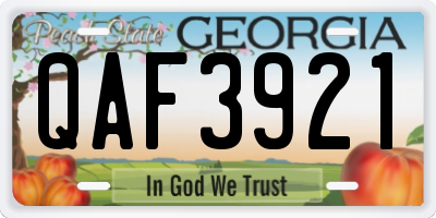 GA license plate QAF3921