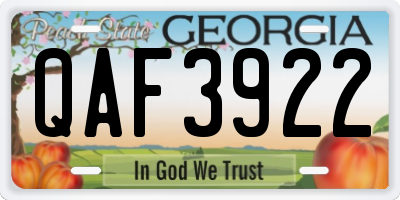 GA license plate QAF3922