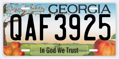GA license plate QAF3925