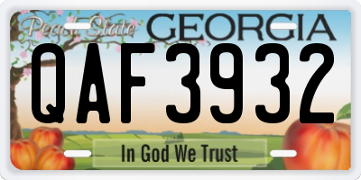 GA license plate QAF3932