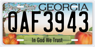GA license plate QAF3943