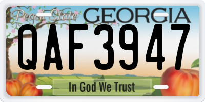 GA license plate QAF3947