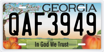 GA license plate QAF3949
