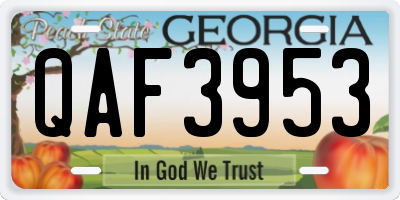 GA license plate QAF3953