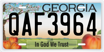 GA license plate QAF3964