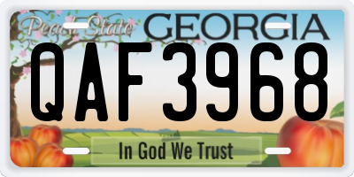 GA license plate QAF3968