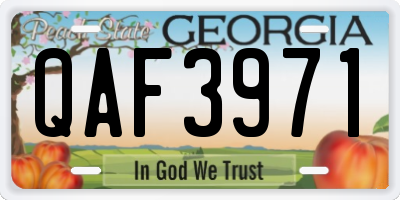 GA license plate QAF3971