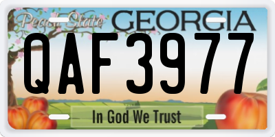GA license plate QAF3977