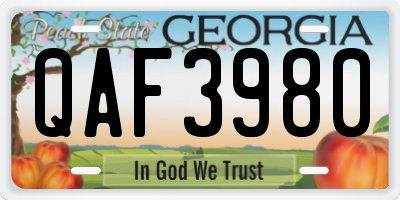 GA license plate QAF3980
