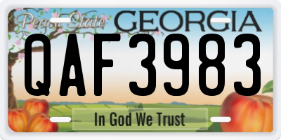 GA license plate QAF3983