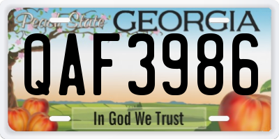 GA license plate QAF3986