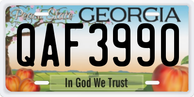 GA license plate QAF3990