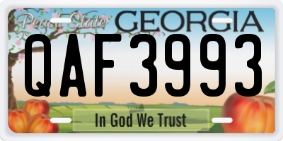 GA license plate QAF3993