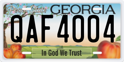 GA license plate QAF4004