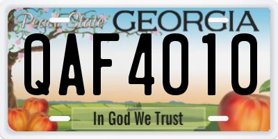 GA license plate QAF4010