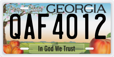 GA license plate QAF4012