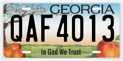 GA license plate QAF4013