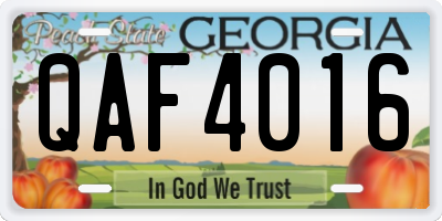 GA license plate QAF4016
