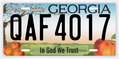 GA license plate QAF4017