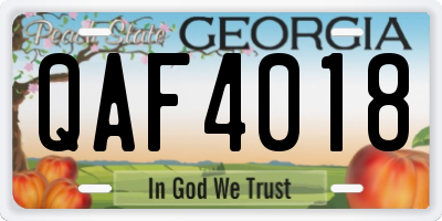 GA license plate QAF4018