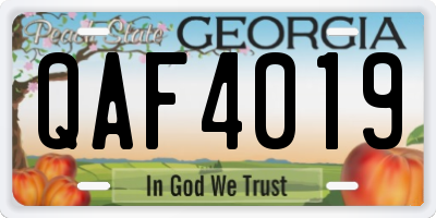 GA license plate QAF4019