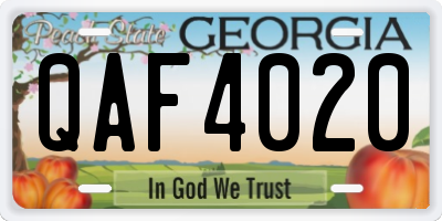 GA license plate QAF4020