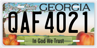 GA license plate QAF4021