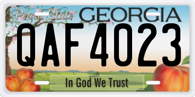 GA license plate QAF4023