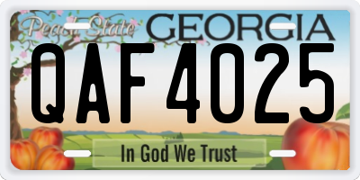 GA license plate QAF4025