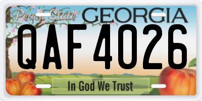 GA license plate QAF4026