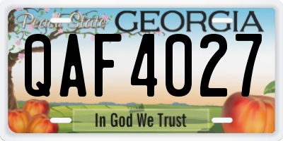 GA license plate QAF4027
