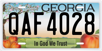 GA license plate QAF4028