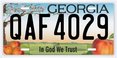 GA license plate QAF4029
