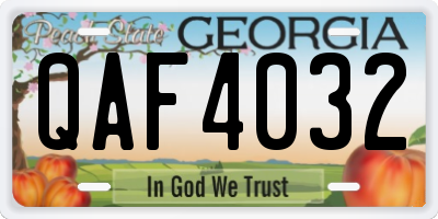 GA license plate QAF4032